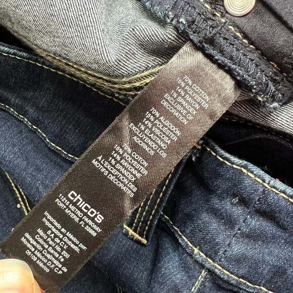 Chico's So Lifting Crop Dark Wash Stretch Denim Jeans Size 16 - Picture 4 of 11